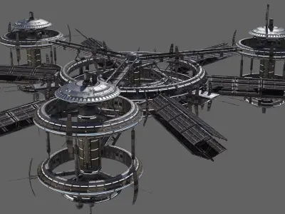 Low Poly Space Station 3 Low-poly 3D model