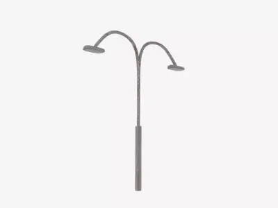  Twin Rust Curve Lamp Pole Low-poly 3D model