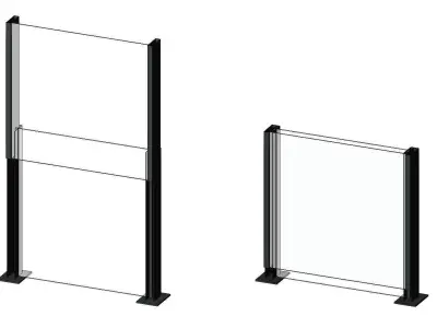 Glass Wind Barrier Retractable Balustrade Revit Family 3D model