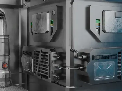 Interior sci-fi laboratory control room 3D model