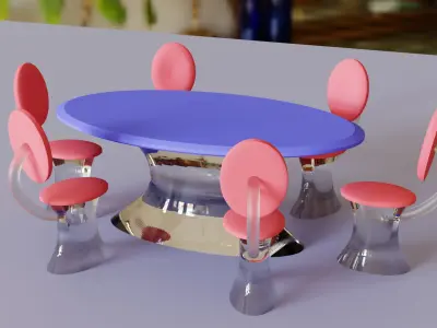 Round Table set 3D model