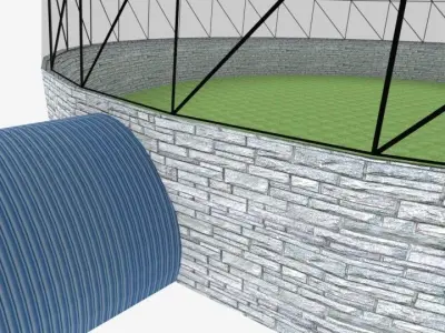 Bio-sphere dome with grass inside Low-poly 3D model