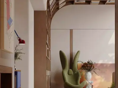 ndustrial Living Interior scene 3D model