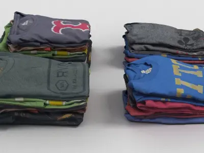 T-Shirt Collection stack of t-shirts 3D model