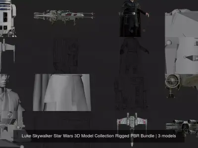 Luke Skywalker Star Wars 3D Model Collection Rigged PBR Bundle 3D Model Pack