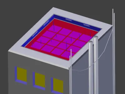 Low Poly Building  Rooftop Lounge Club Low-poly 3D model