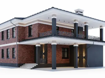 Modern two-storey house 3D model