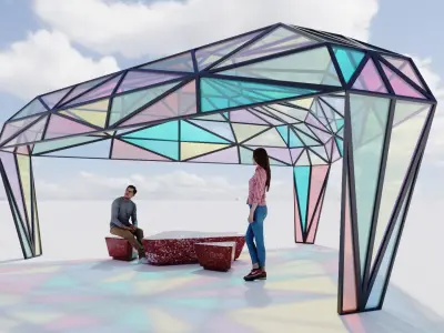 Ruby Pavilion 3DS Max Vray Low-poly 3D model