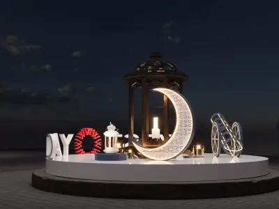 Modern Ramadan Event Setup - Full Exhibition Scene Low-poly 3D model