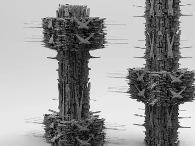 Sci-Fi City dystopia Mega city colony 2 designs  3D model