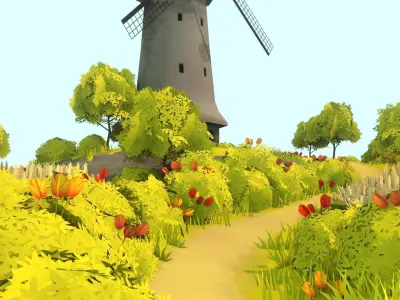 Windmill - Hand Painted Low-poly 3D model
