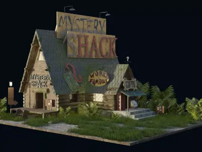 Mystery Shack from cartoon Gravity Falls Low-poly 3D model