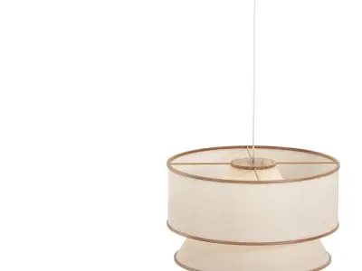 BRUNA WALNUT WOOD AND LINEN PENDANT LIGHT 3D model