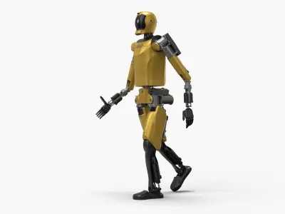  Humanoid Robot Kepler Yellow Rigged for Cinema 4D 