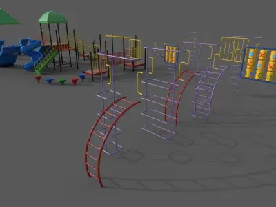 PBR Playground Outdoor Jungle Gym 18 Low-poly 3D model