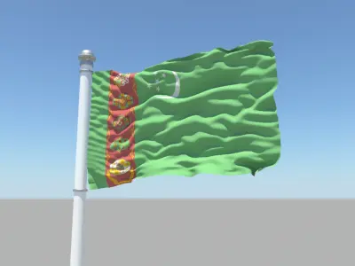 Turkmenistan flag 3D model