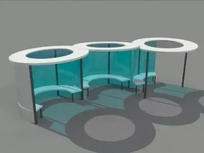 Bus Shelter Low-poly 3D model