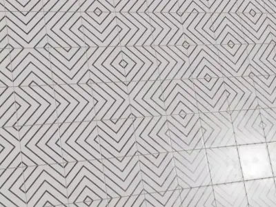 Modern Glossy White and Black Linear Diamond Pattern Tiles PBR  Texture