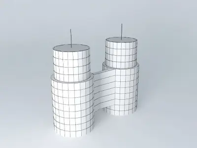 Cable 8 building with two towers 3D model