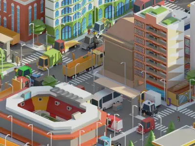 Simple Poly City 2 Low-poly 3D model