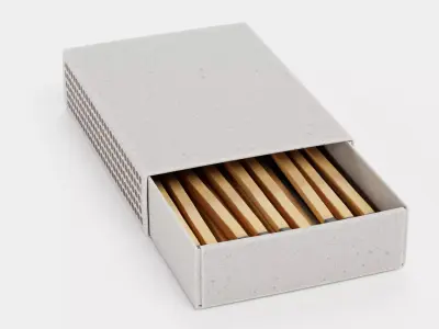 Matchbox Filled with Safety Matches V3 - Neutral Design 3D model