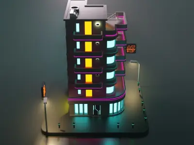 Cyberpunk Apartment Low-poly 3D model