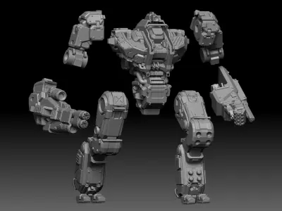 Mecha armored robot 3D print model