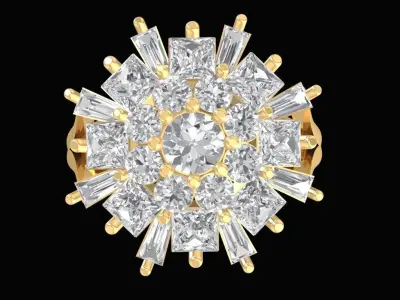 Elegant Cluster Baguette Diamond Ring for Women 2420 3D print model