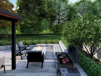 3D Exterior Scene 3D model design garden and landscape 3D model 3D model