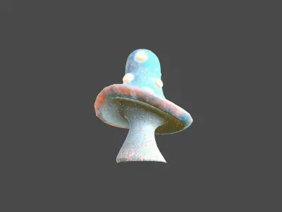 Fantasy Mushroom B05 Blue Orange - Scene Backdrop Design Low-poly 3D model