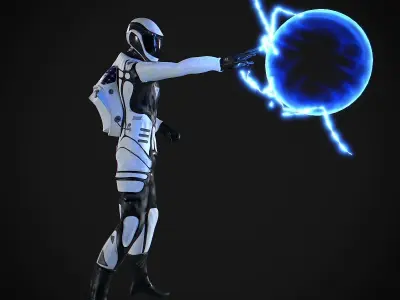 Astronaut in Spacesuit Rigged and Animated Low-poly 3D model