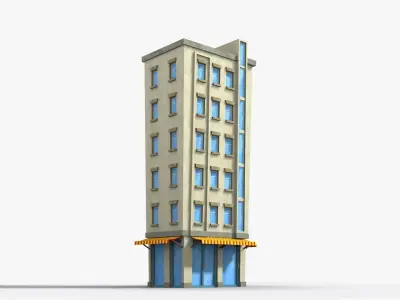 Cartoon Building x31 Low-poly 3D model