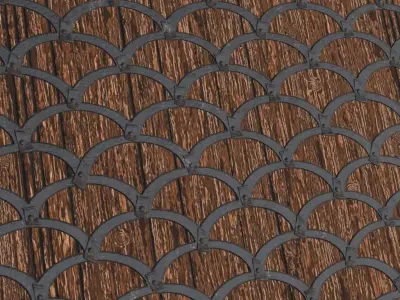 Decorative Iron Lattice Wood Planks PBR Texture