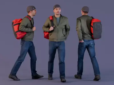 Walk After Workout with Backpack 3D model