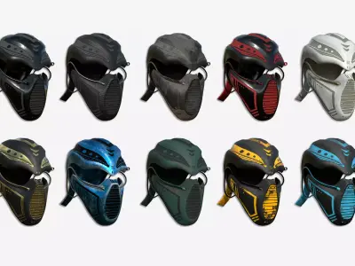 10 SciFi Ninja Mask A Collection - Character Design Fashion 3D Model Pack
