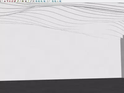 Minimal Wavy Ceiling Gallery Hall Interior 3D Model 3D model