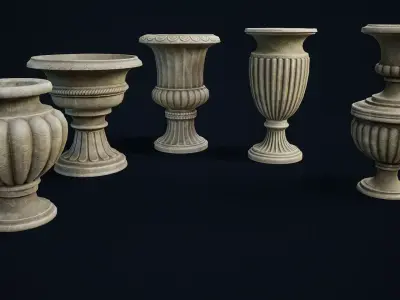 Garden Vases modular Low-poly 3D model