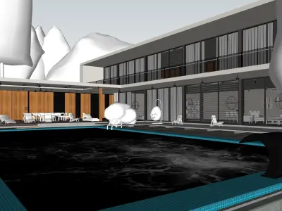 Exterior Night Scene 3D model  3D model