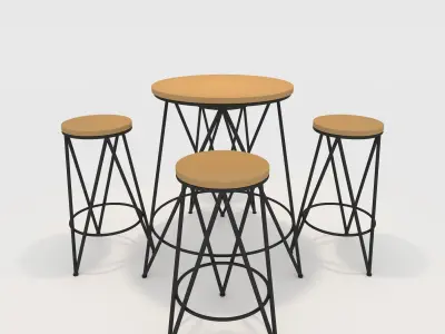 Bar Table And Chair 3 3D model