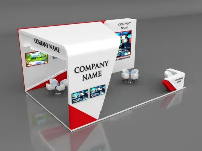 Booth Exhibition Stand Stall 9x6m Height 400 cm 3 Side Open 3D model