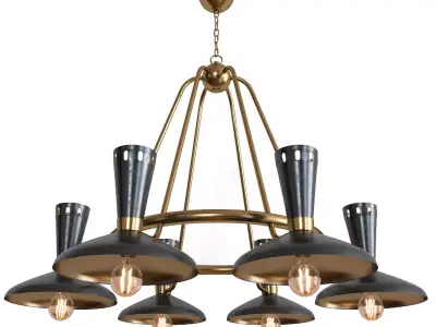 Vortex 6 Light Wagon Wheel Chandelier 3D model