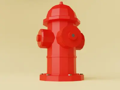 Low-Poly Fire Hydrant Game Asset Low-poly 3D model