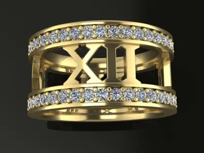 Roman Numeral Diamond Band Mix Size 3D print model