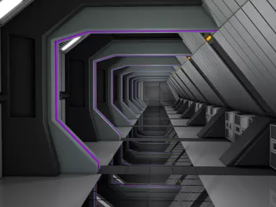 Sci Fi Corridor  3D model 11