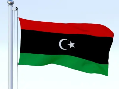 Animated Libya Flag Low-poly 3D model