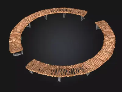 Circular Bench with Gap  Modern Urban Seating Element 3D model