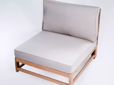 Modular Outdoor Lounge - Low Poly Garden Sofa Element Free 3D model