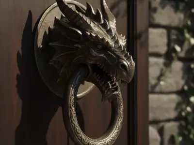   dragon Head Door Knocker  Low-poly 3D model