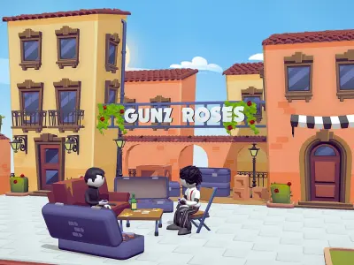 italian city street cityscape lowpoly assets pack Low-poly 3D model