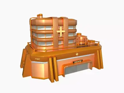 SciFi Hospital A04 Orange - Sci Fi Exterior Design Low-poly 3D model